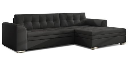 Canapé d’angle convertible KAPONA en simili cuir avec pieds en acier chromé – 275 cm