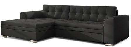 Canapé d’angle convertible KAPONA en simili cuir avec pieds en acier chromé – 275 cm