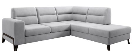 Canapé d’angle convertible KAZAL en velours avec dossiers réglables et pieds en acier noir – 277 cm
