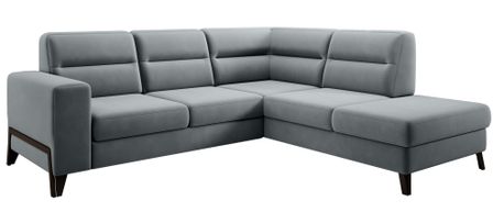 Canapé d’angle convertible KAZAL en velours avec dossiers réglables et pieds en acier noir – 277 cm