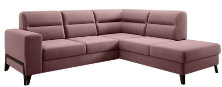 Canapé d’angle convertible KAZAL en velours avec dossiers réglables et pieds en acier noir – 277 cm