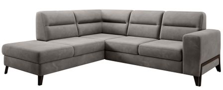 Canapé d’angle convertible KAZAL en velours avec dossiers réglables et pieds en acier noir – 277 cm