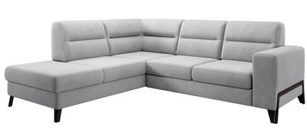 Canapé d’angle convertible KAZAL en velours avec dossiers réglables et pieds en acier noir – 277 cm