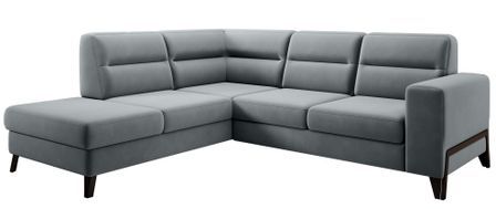 Canapé d’angle convertible KAZAL en velours avec dossiers réglables et pieds en acier noir – 277 cm