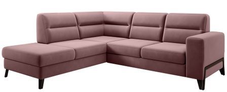 Canapé d’angle convertible KAZAL en velours avec dossiers réglables et pieds en acier noir – 277 cm