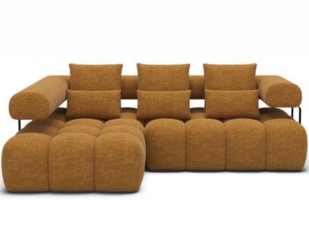 Canapé d'angle convertible KEVY en tissu avec extension électrique - 260 cm