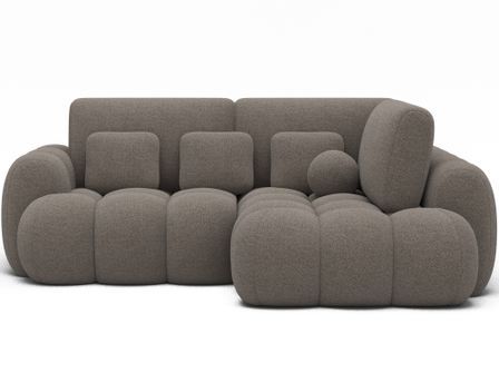 Canapé d'angle convertible KOZON en tissu bouclette avec coffre de rangement - 267 cm