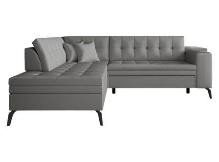 Canapé d’angle convertible LARRY en simili cuir avec pieds en acier noir – 260 cm