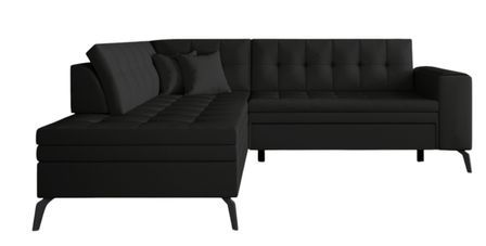 Canapé d’angle convertible LARRY en simili cuir avec pieds en acier noir – 260 cm