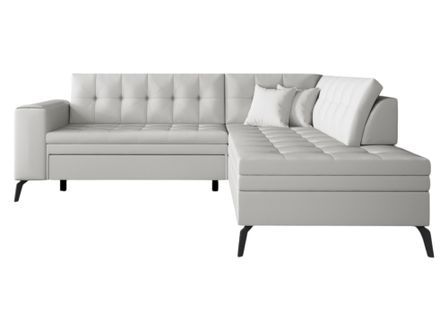 Canapé d’angle convertible LARRY en simili cuir avec pieds en acier noir – 260 cm