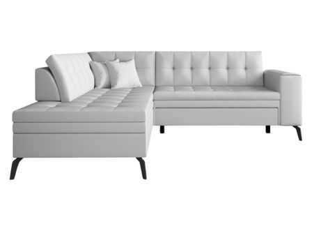 Canapé d’angle convertible LARRY en simili cuir avec pieds en acier noir – 260 cm