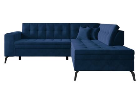 Canapé d’angle convertible LARRY en simili cuir avec pieds en acier noir – 260 cm