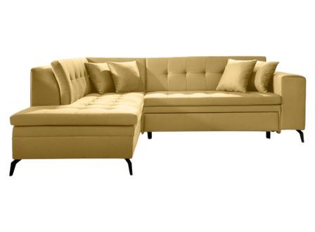 Canapé d’angle convertible LARRY en simili cuir avec pieds en acier noir – 260 cm