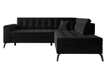 Canapé d’angle convertible LARRY en velours avec pieds en acier noir – 260 cm