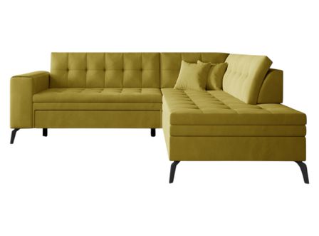 Canapé d’angle convertible LARRY en velours avec pieds en acier noir – 260 cm