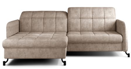 Canapé d’angle convertible LORI en tissu avec coffre de rangement – 225 cm
