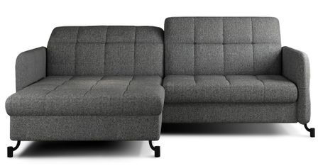 Canapé d’angle convertible LORI en tissu avec coffre de rangement – 225 cm