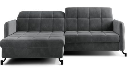 Canapé d’angle convertible LORI en velours avec coffre de rangement – 225 cm