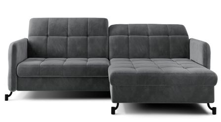 Canapé d’angle convertible LORI en velours avec coffre de rangement – 225 cm