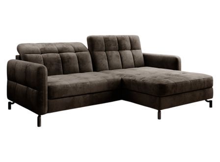 Canapé d’angle convertible LORI en velours avec coffre de rangement – 225 cm