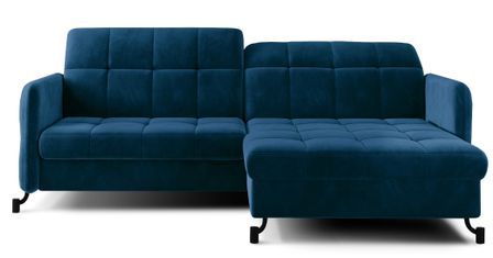Canapé d’angle convertible LORI en velours avec coffre de rangement – 225 cm