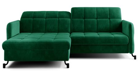 Canapé d’angle convertible LORI en velours avec coffre de rangement – 225 cm