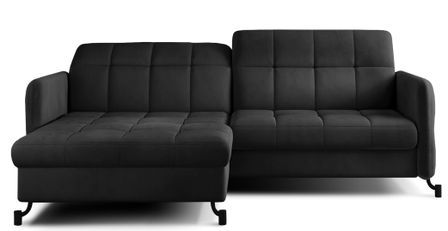 Canapé d’angle convertible LORI en velours avec coffre de rangement – 225 cm
