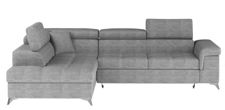 Canapé d’angle convertible MARIDO en tissu avec coffre et têtières réglables – 275 cm