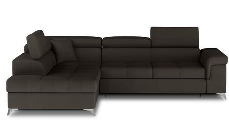 Canapé d’angle convertible MARIDO en velours avec coffre et têtières réglables – 275 cm