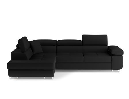 Canapé d’angle convertible MARKA en tissu avec coffre et têtières réglables – 272 cm