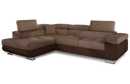 Canapé d’angle convertible MARKA en tissu et simili cuir – 272 cm