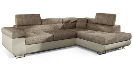 Canapé d’angle convertible MARKA en tissu et simili cuir – 272 cm