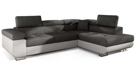 Canapé d’angle convertible MARKA en tissu et simili cuir – 272 cm