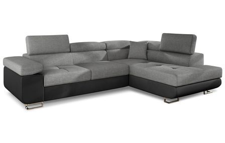 Canapé d’angle convertible MARKA en tissu et simili cuir – 272 cm