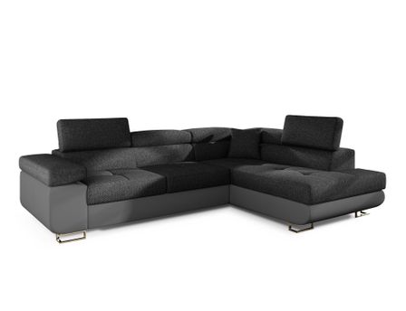 Canapé d’angle convertible MARKA en tissu et simili cuir – 272 cm