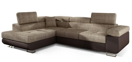 Canapé d’angle convertible MARKA en tissu et simili cuir – 272 cm