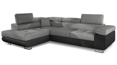 Canapé d’angle convertible MARKA en tissu et simili cuir – 272 cm
