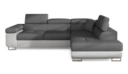 Canapé d’angle convertible MARKA en velours avec coffre et têtières réglables – 272 cm