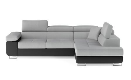 Canapé d’angle convertible MARKA en velours avec coffre et têtières réglables – 272 cm