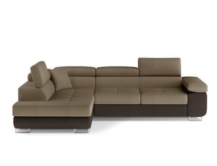 Canapé d’angle convertible MARKA en velours avec coffre et têtières réglables – 272 cm