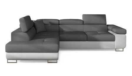 Canapé d’angle convertible MARKA en velours avec coffre et têtières réglables – 272 cm