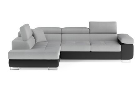 Canapé d’angle convertible MARKA en velours avec coffre et têtières réglables – 272 cm