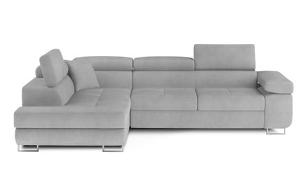 Canapé d’angle convertible MARKA en velours avec coffre et têtières réglables – 272 cm
