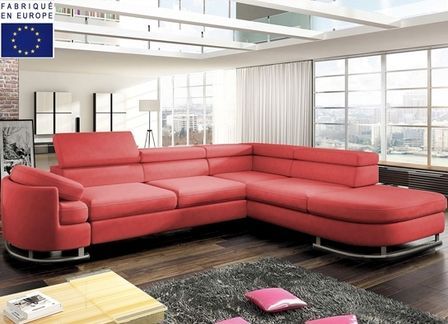 Canapé d'angle convertible rouge Paola