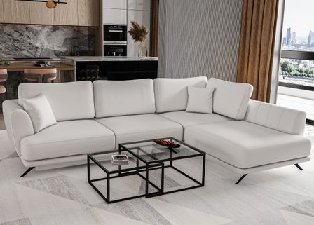 Canapé d'angle convertible SAVARY en simili cuir avec coffre de rangement - 280 cm