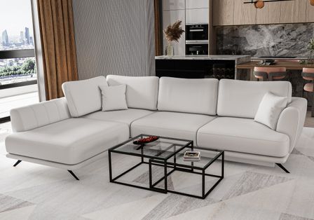 Canapé d'angle convertible SAVARY en simili cuir avec coffre de rangement - 280 cm