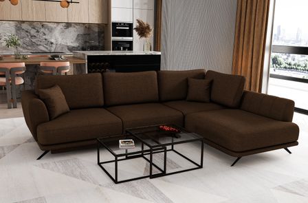 Canapé d'angle convertible SAVARY en tissu avec coffre de rangement - 280 cm