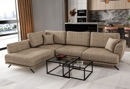 Canapé d'angle convertible SAVARY en tissu avec coffre de rangement - 280 cm