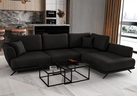 Canapé d'angle convertible SAVARY en velours avec coffre de rangement - 280 cm