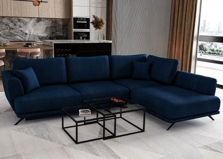 Canapé d'angle convertible SAVARY en velours avec coffre de rangement - 280 cm